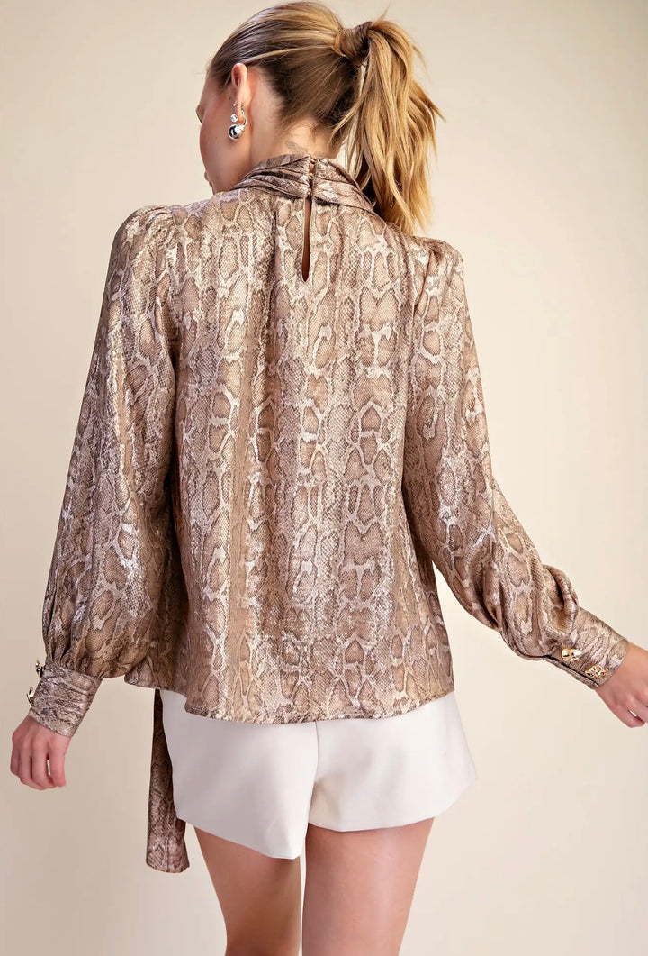 Gilded Serpent Tie-Neck Blouse
