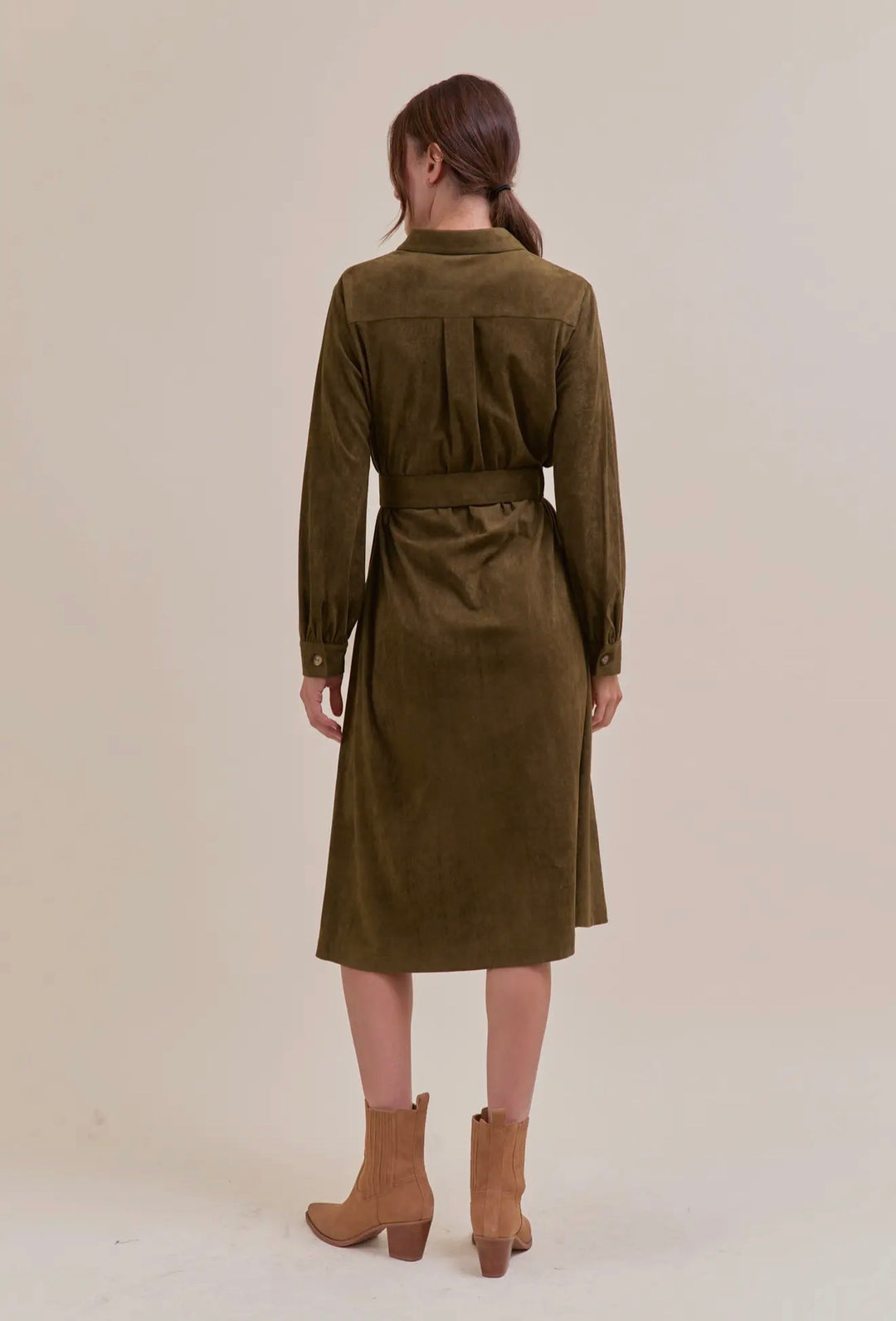 Sable Suede Shirt Dress