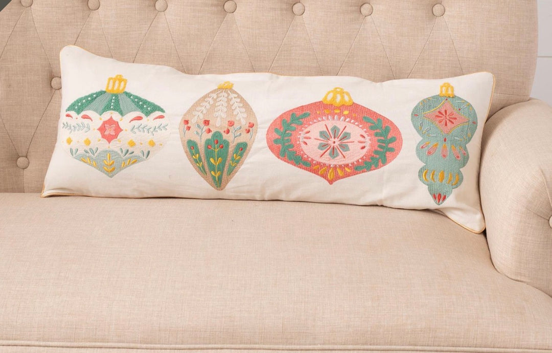 Heirloom Ornament Embroidered Lumbar Pillow