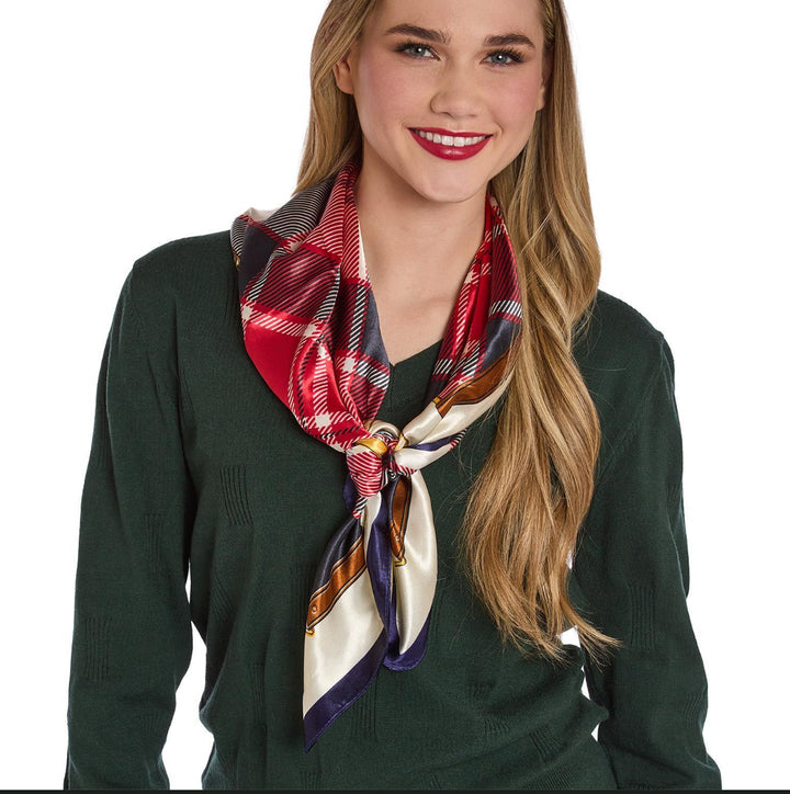 Equestrian Plaid Silky Scarf