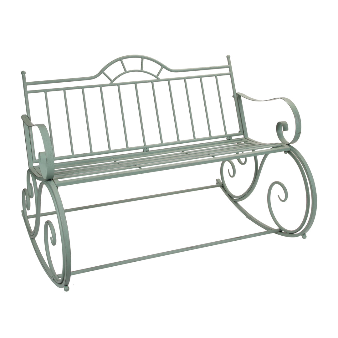 Sage Scroll Iron Rocker Bench