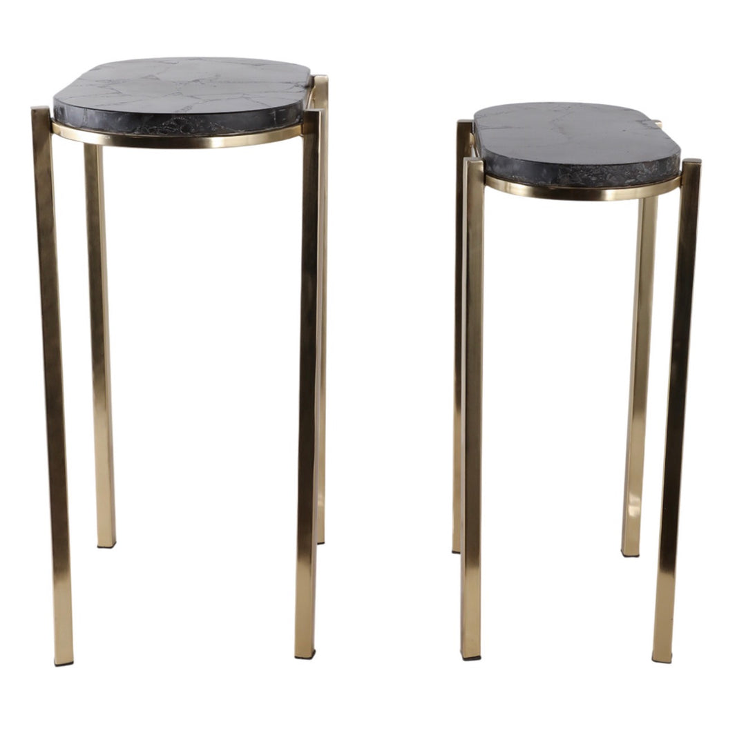 Black Marble & Brass Accent Table