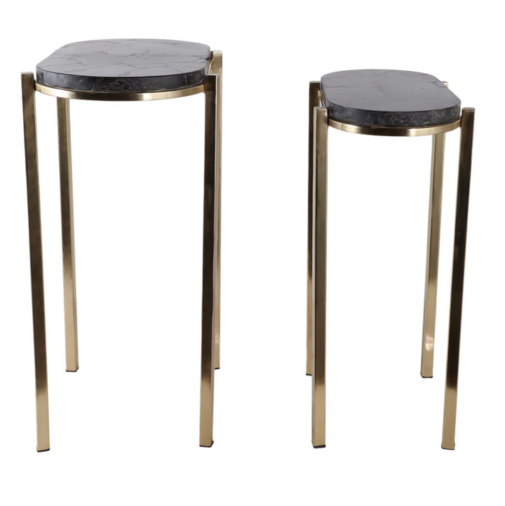 Black Marble & Brass Accent Table