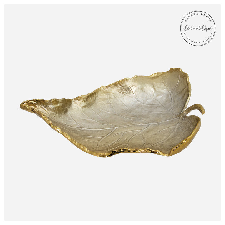 Gilded Leaf Bowl – 24” Statement Piece