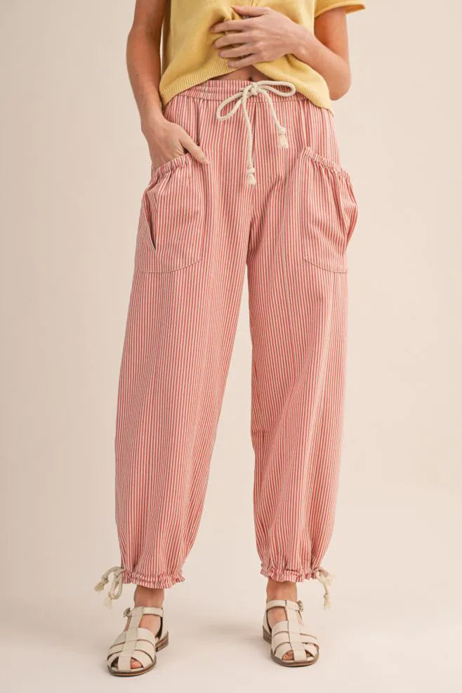 Sunset Stripe Tie-Hem Pants