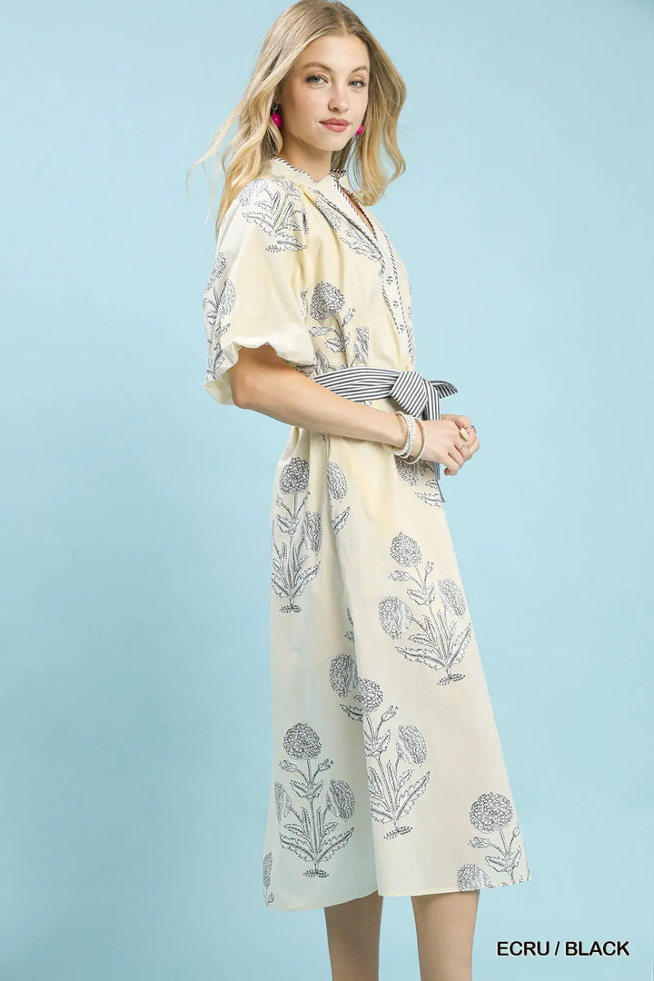 Maribel Botanical Midi Dress