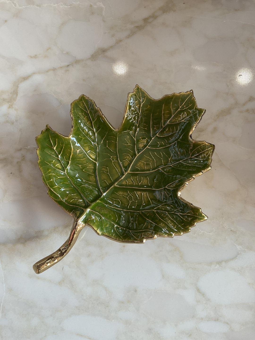 Enamel Leaf Trinket Dish