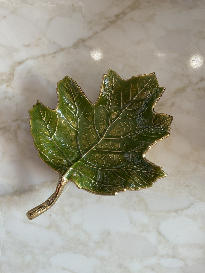 Enamel Leaf Trinket Dish