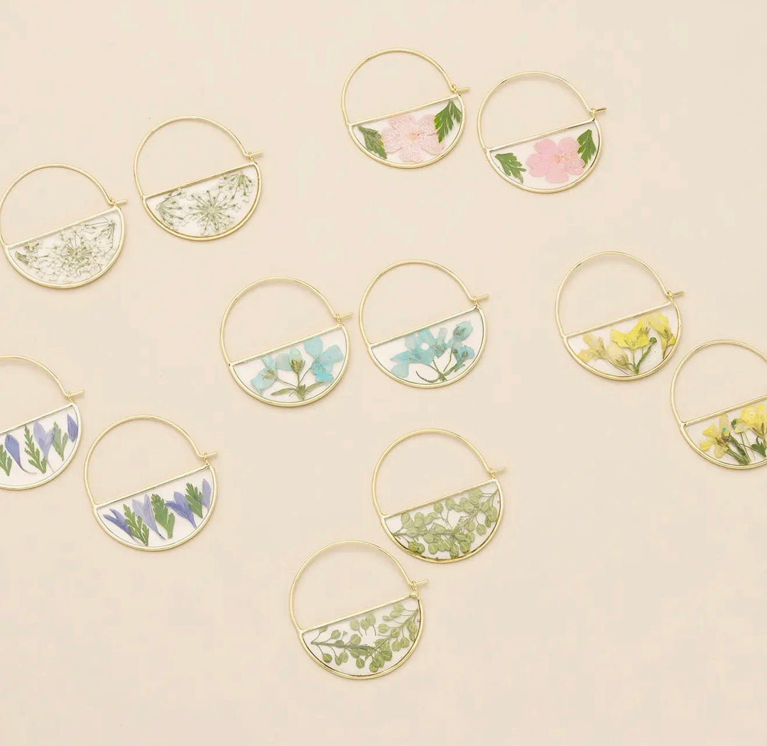 Pressed Petal Hoop Earrings - FINAL SALE