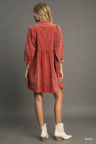 Rust Corduroy Dress