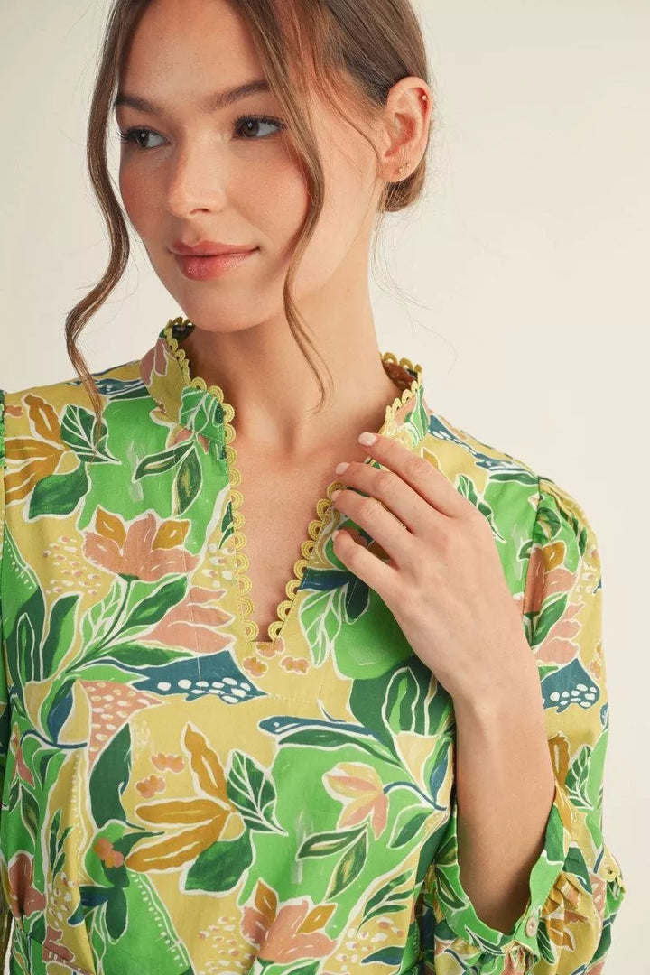 Verdant Garden Tie-Waist Dress