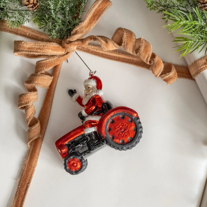 Santa’s Christmas Tractor Ornament