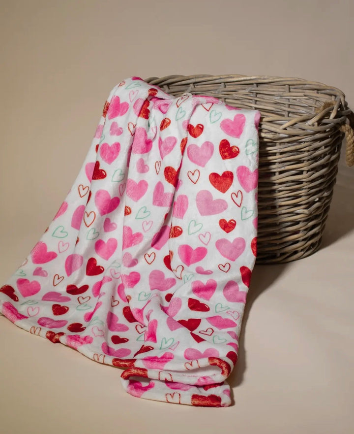 Hearts Aflutter Plush Throw Blanket