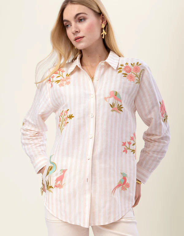 Aida Buttonfront Shirt – Castillo Blush Stripe