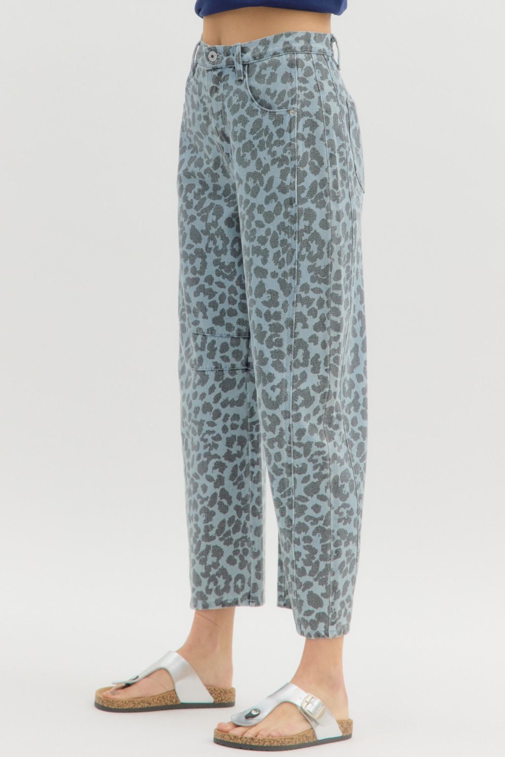 Blue Leopard Print Pants