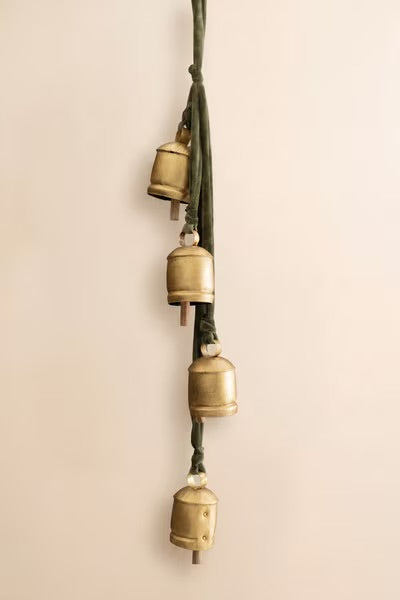 Golden Bells Emerald Velvet Door Cluster