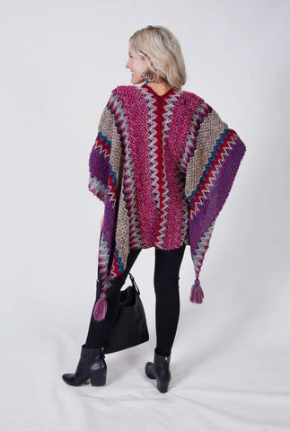 Multi-Colored Shawl with Tassels