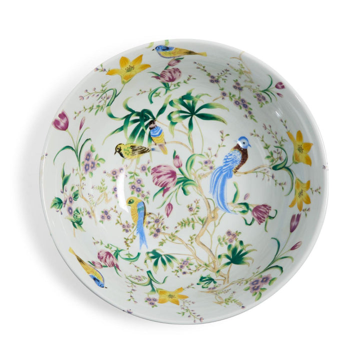 Hand-Painted Botanical Bird Bowl