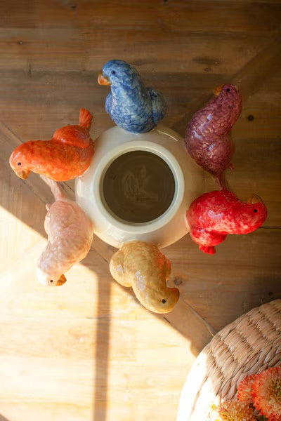 Tropical Parrot Ceramic Vase