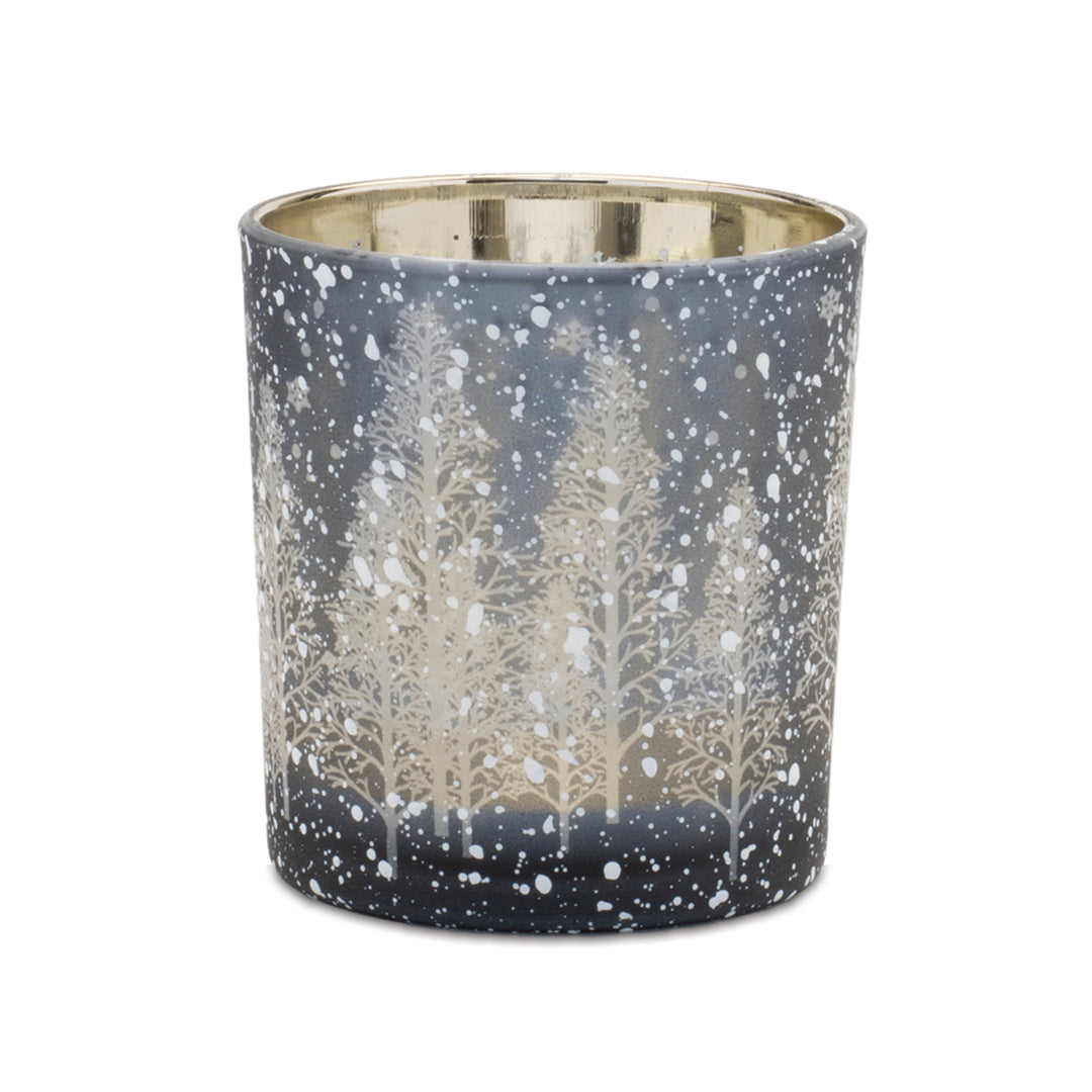 Winter Forest Glass Votive Candle Holders – Set of 3