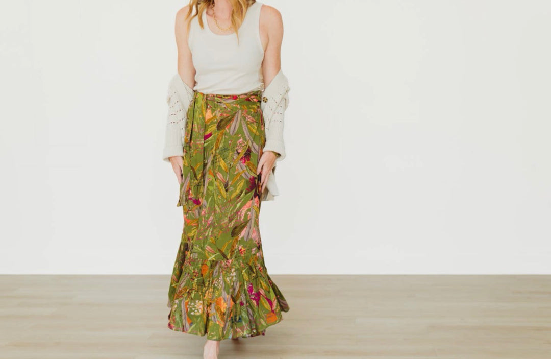 Featherington 3-Way Wrap Skirt – Green