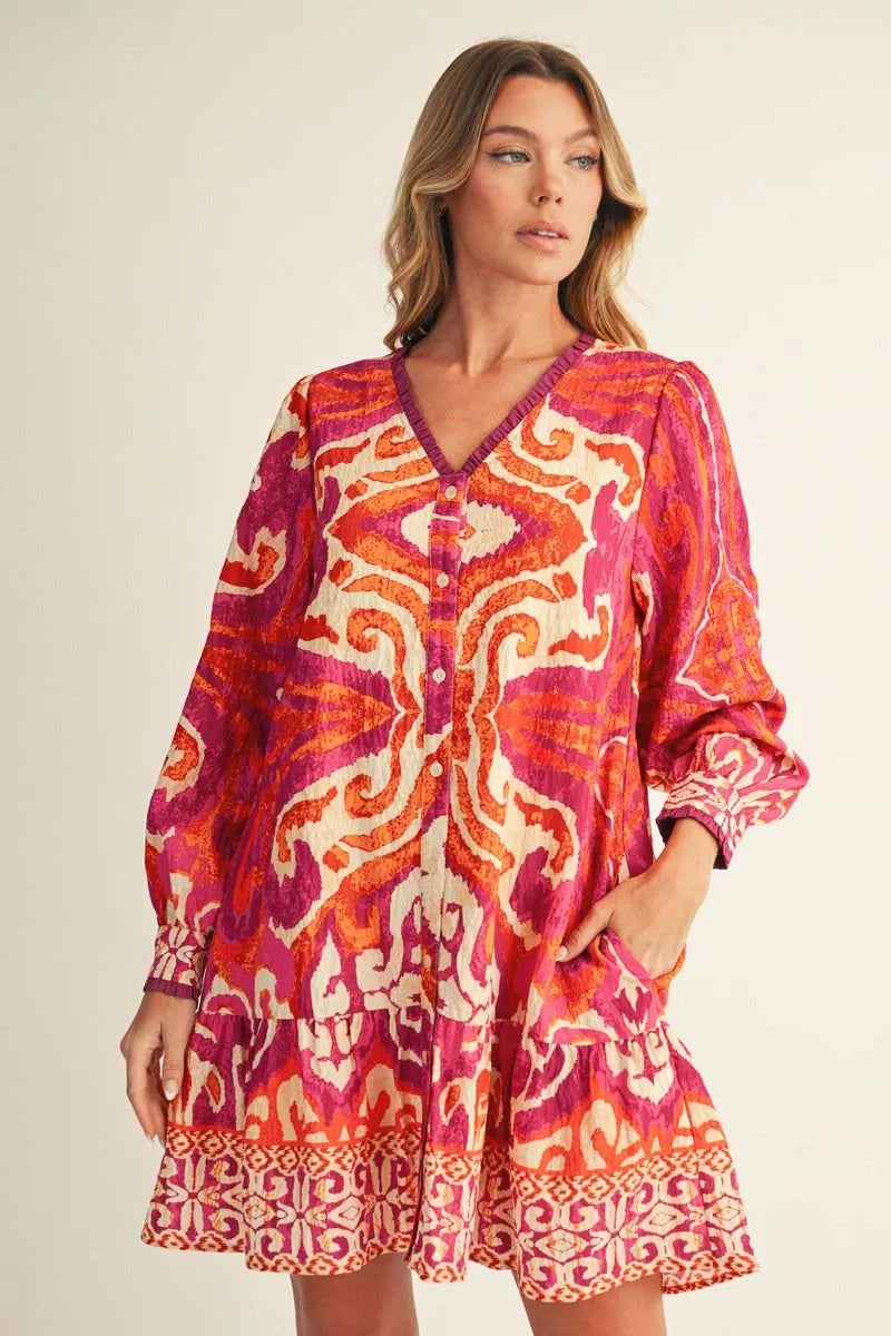 Sunset Kaleidoscope Tiered Dress