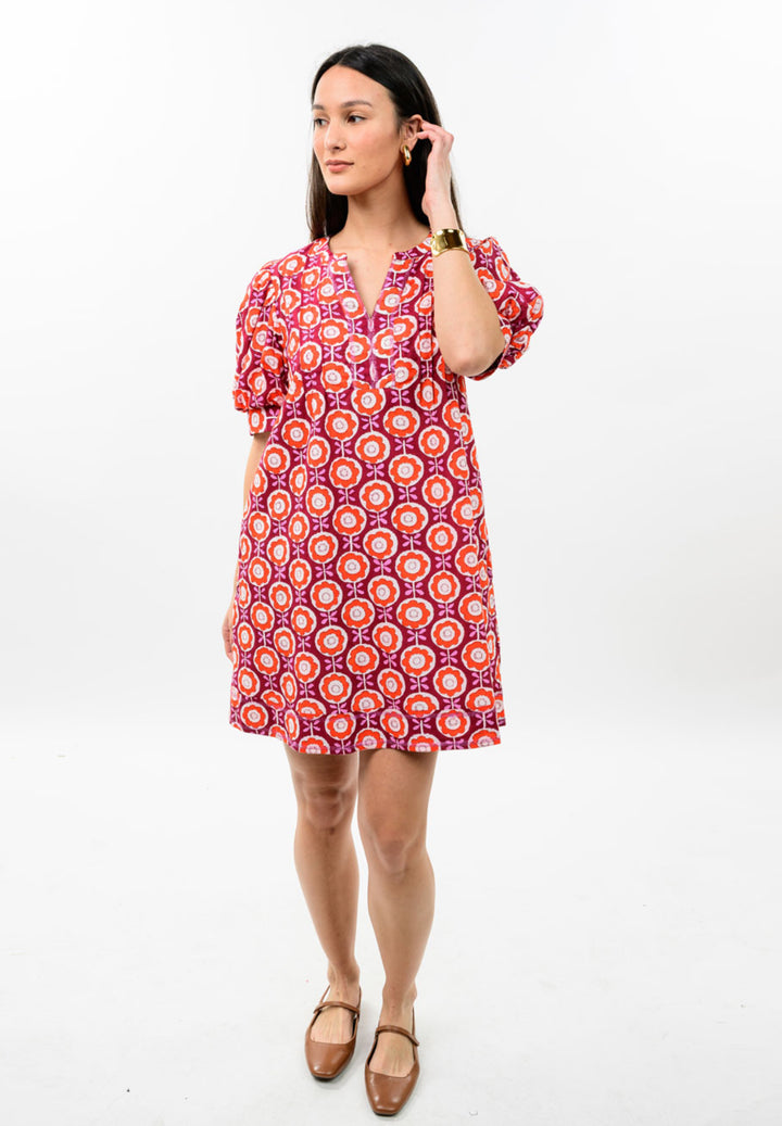 Poppy Bloom Puff Sleeve Dress