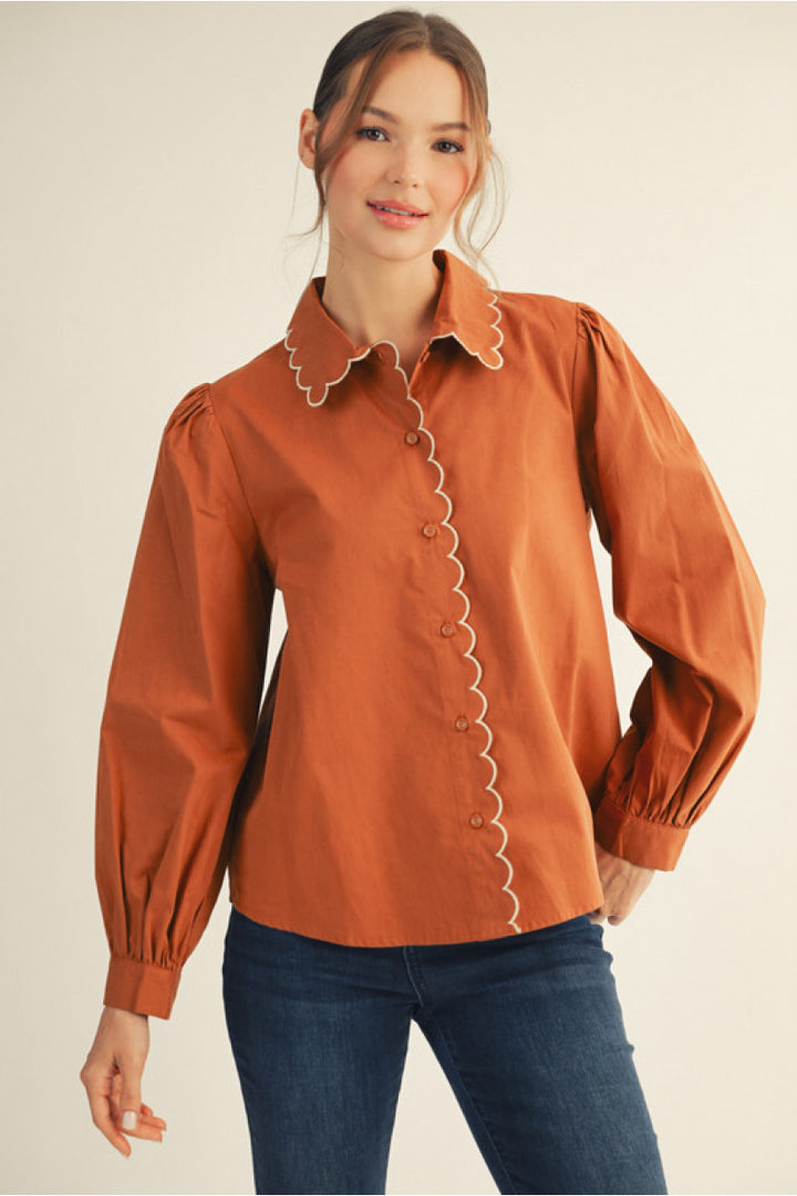 Harvest Glow Scallop Blouse