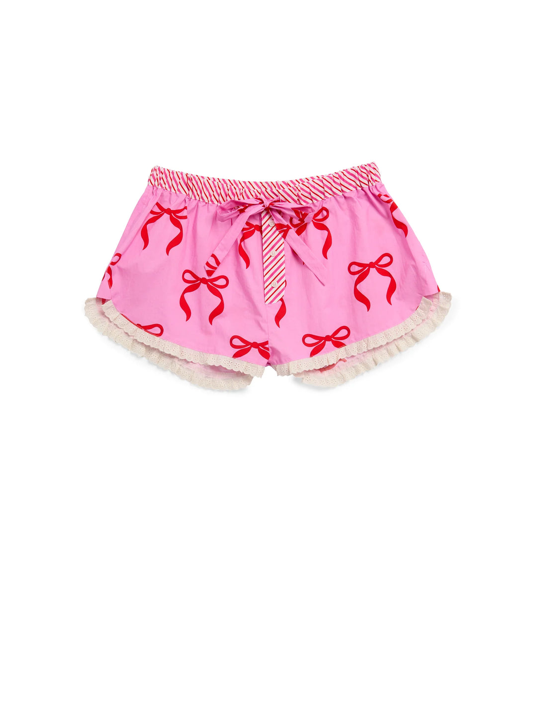 Candy Cane Bow Pajama Shorts