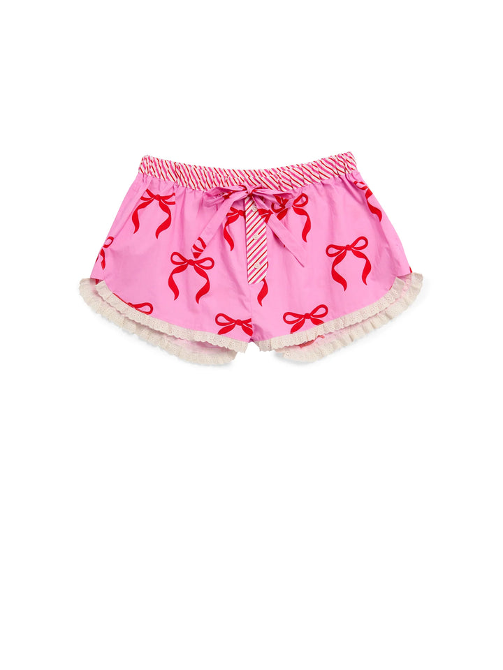 Candy Cane Bow Pajama Shorts