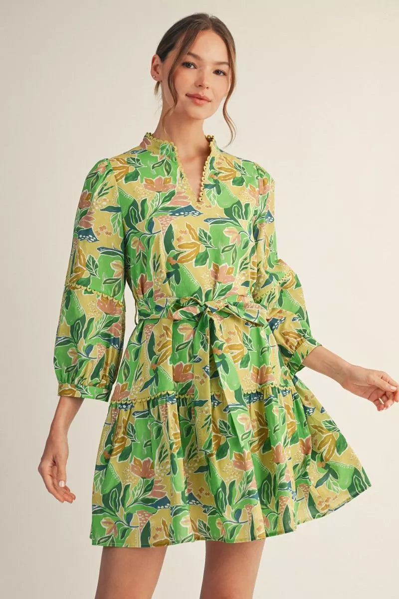 Verdant Garden Tie-Waist Dress