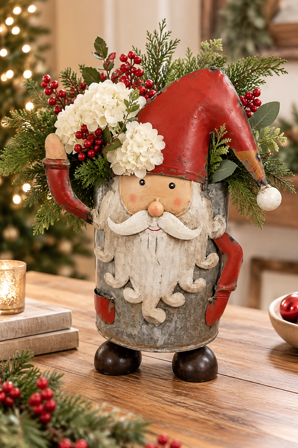Recycled Iron Santa w/ Military Canister