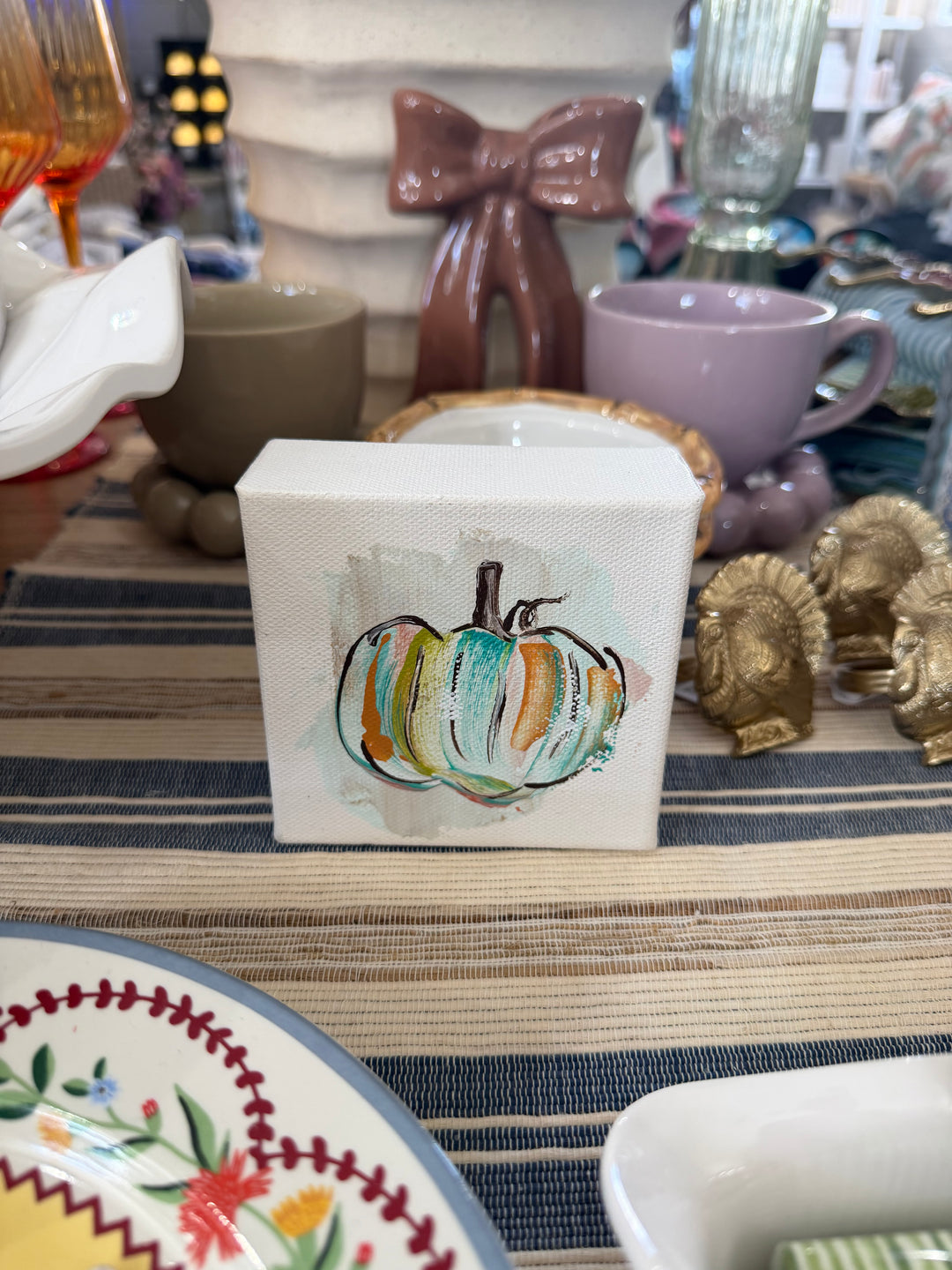 Autumn Brushstroke Pumpkin Canvas Block