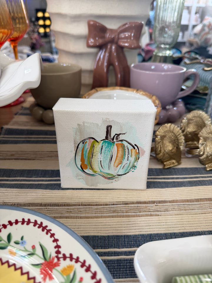 Autumn Brushstroke Pumpkin Canvas Block