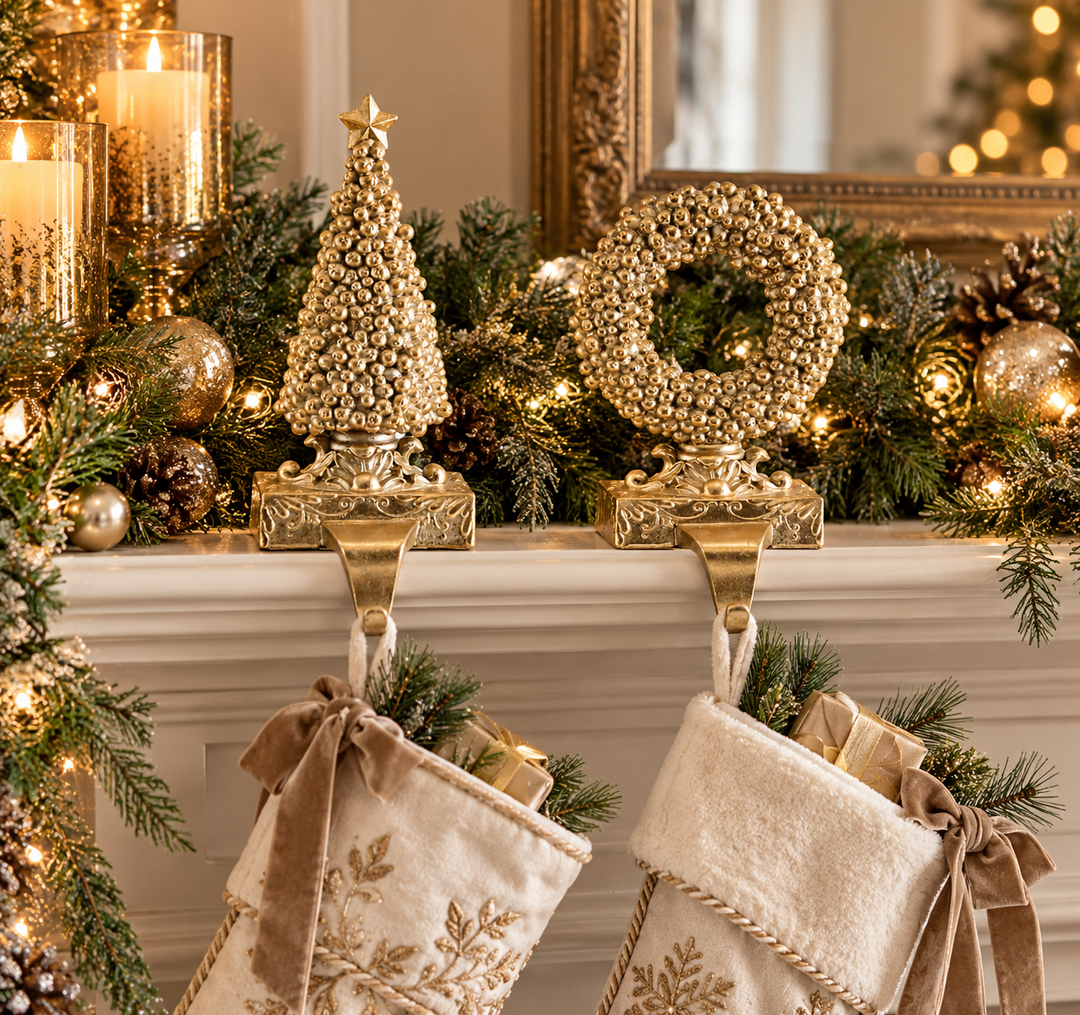 Gilded Elegance Christmas Stocking Holders