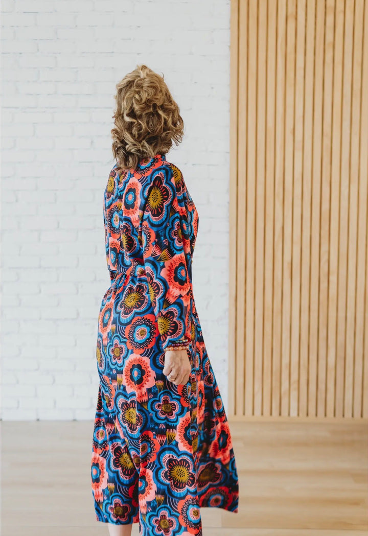 Pop Floral Wrap-Tie Maxi Dress