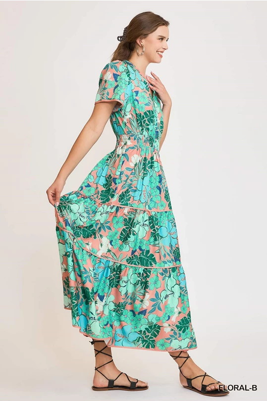 Abstract Floral Dress - Plus