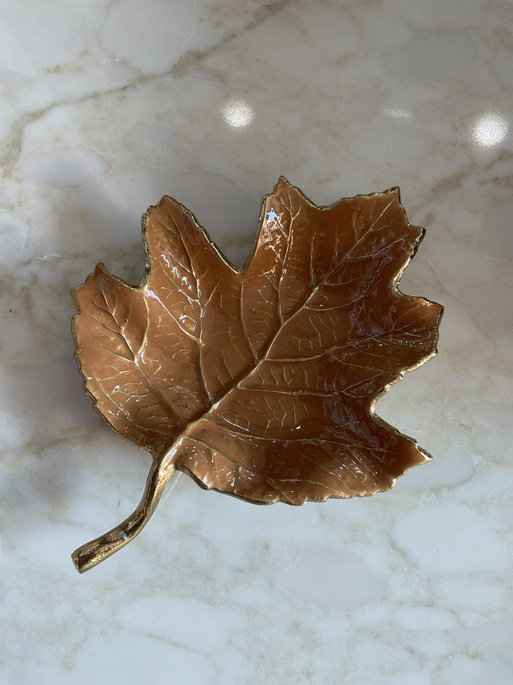 Enamel Leaf Trinket Dish