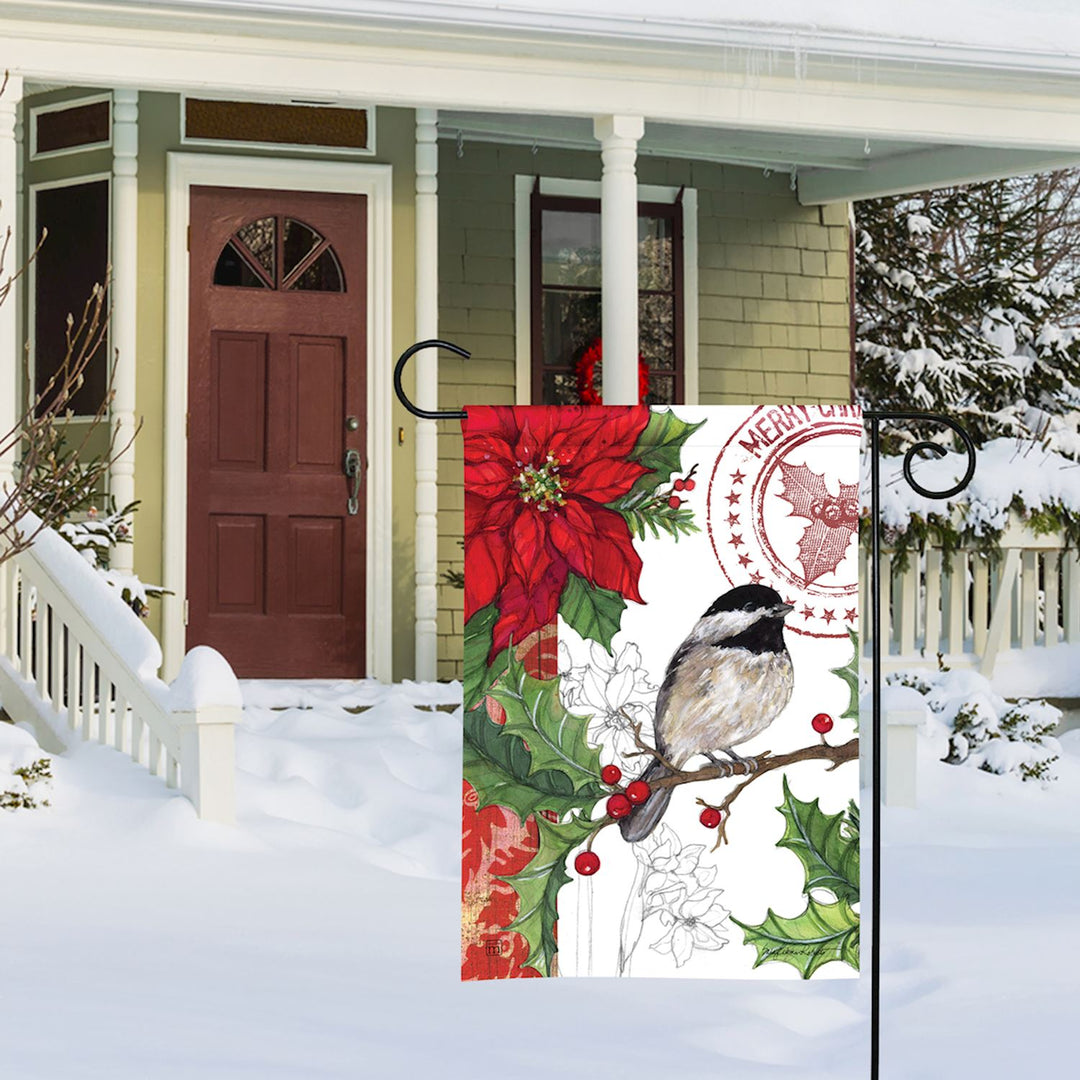 Christmas Chickadee Garden Flag