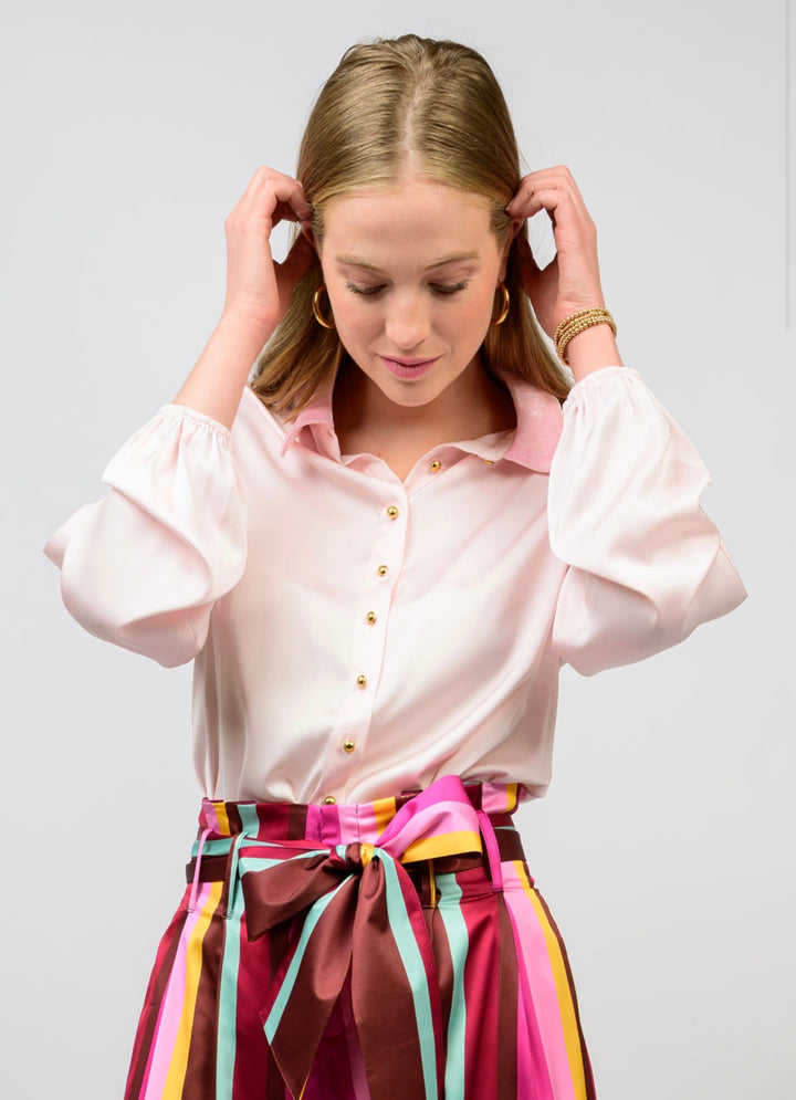 The Celeste Velvet Collar Blouse