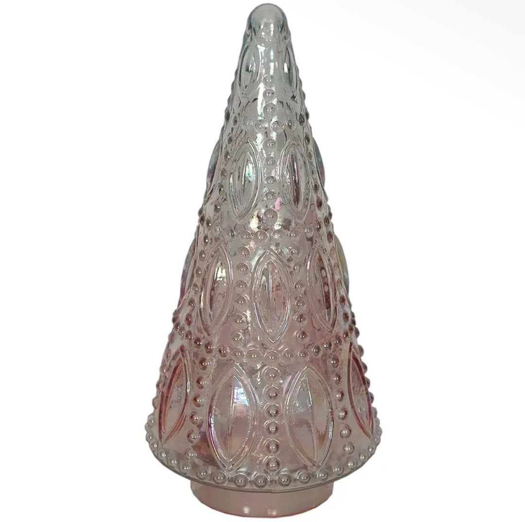 Blush Pink Luster Beaded Glass Christmas Trees