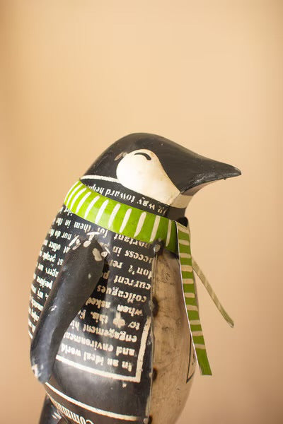 Skating Through Christmas Recycled Metal Penguins