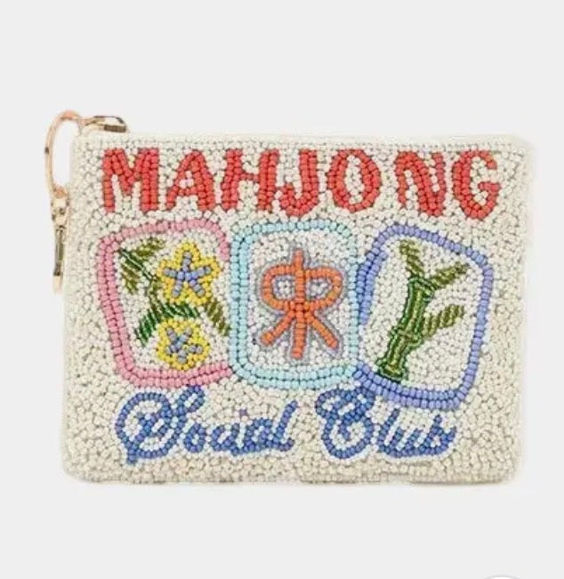 Mahjong Social Club Beaded Coin Pouch