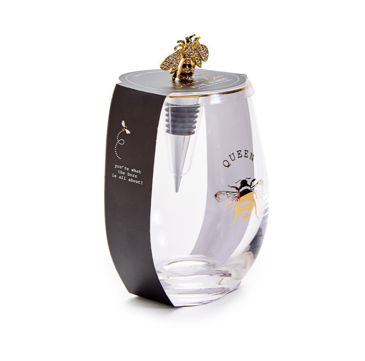 Queen Bee Wine Glass & Stopper