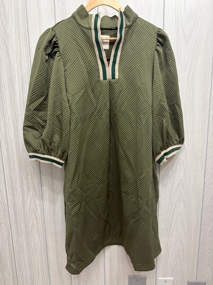 Piper Puff-Sleeve Dress – Olive