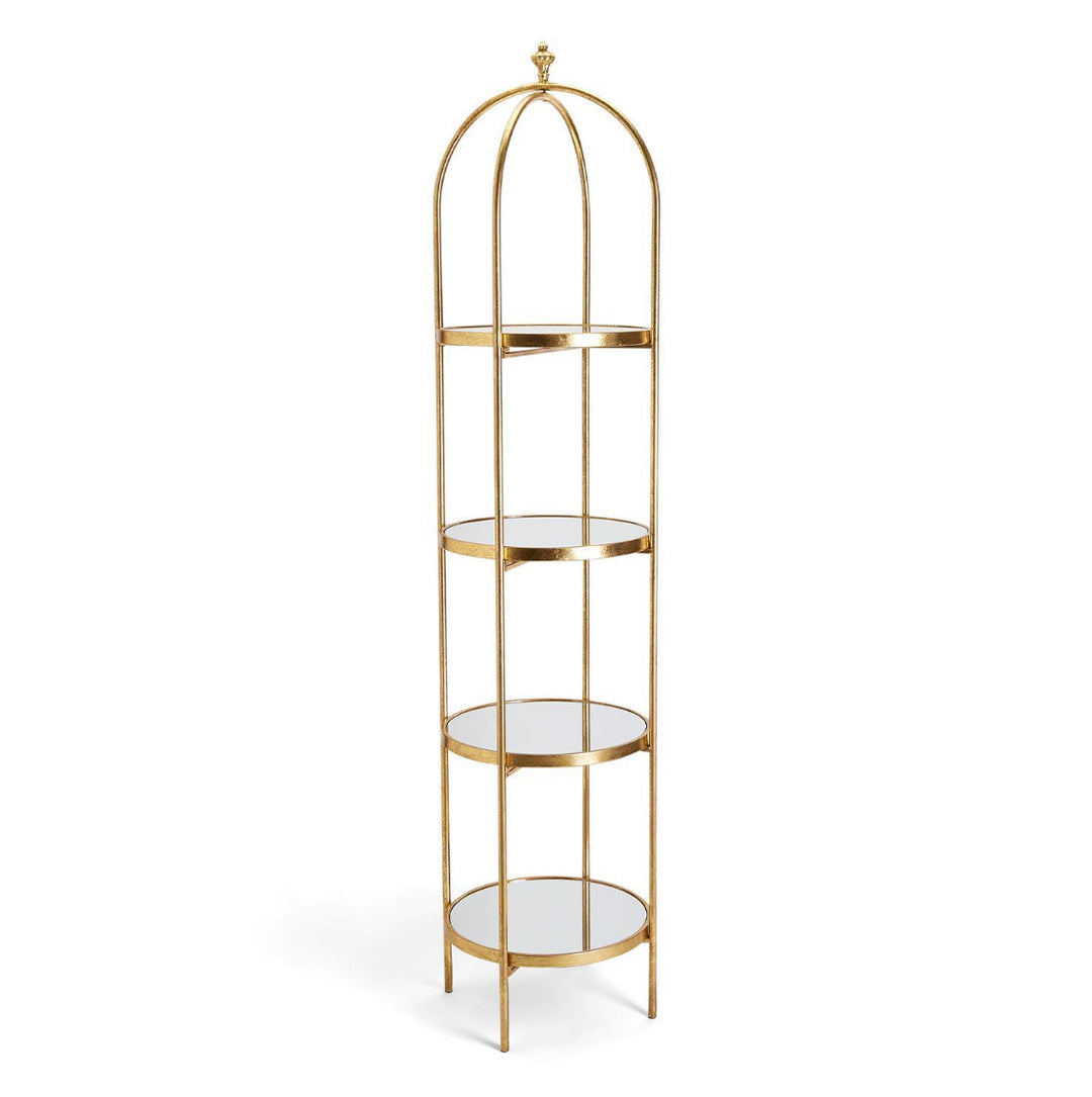 Tall Gold Iron & Glass Display Étagère