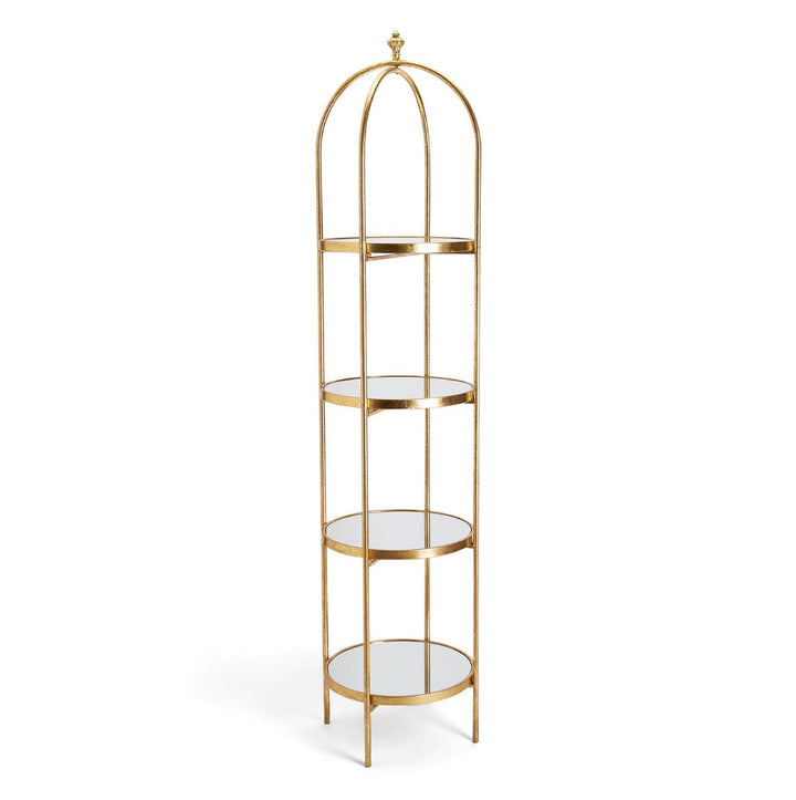 Tall Gold Iron & Glass Display Étagère