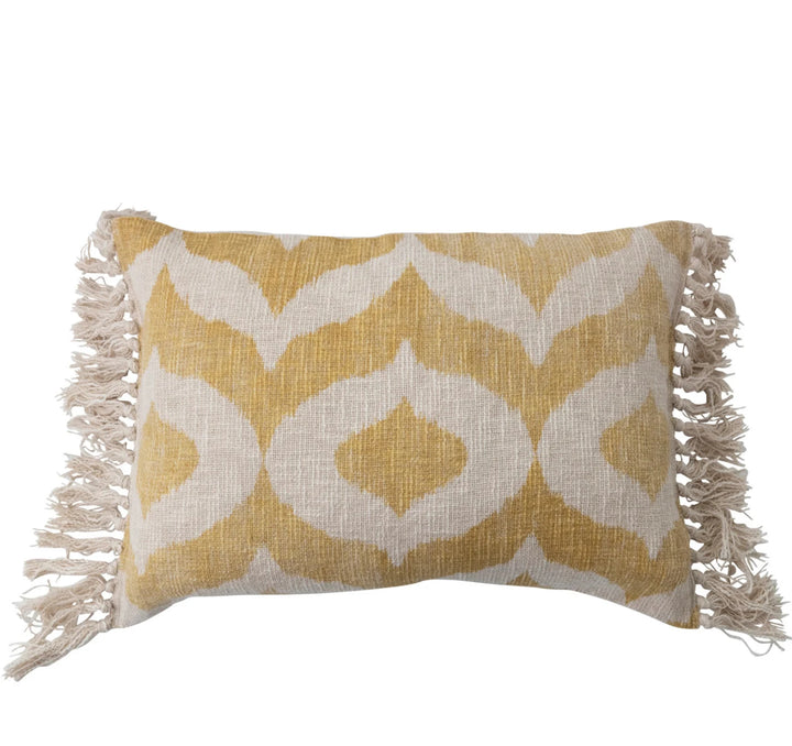 Golden Lattice Fringe Lumbar Pillow