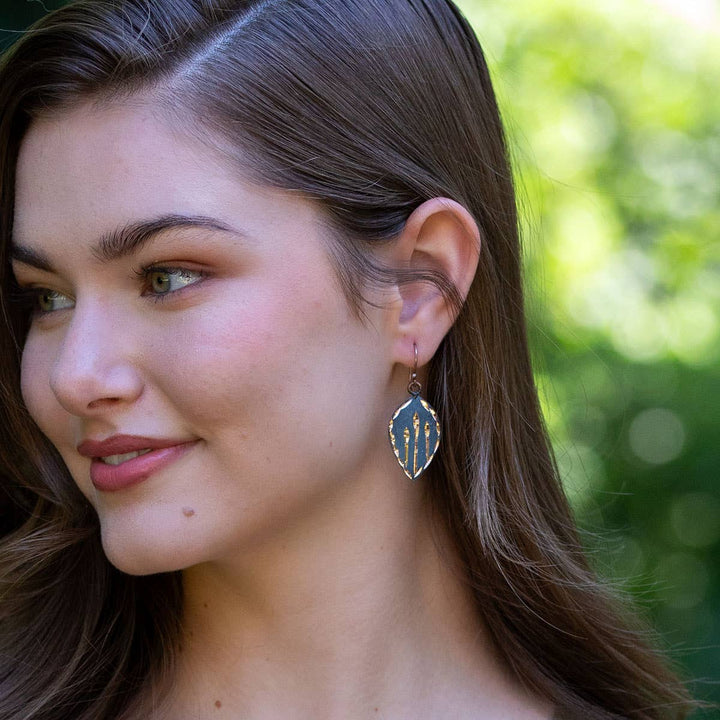Patina Engraved Copper Earrings