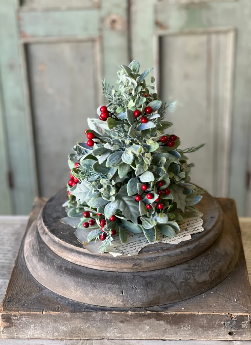 Berry Bright Frosted Greenery Tree — 9"